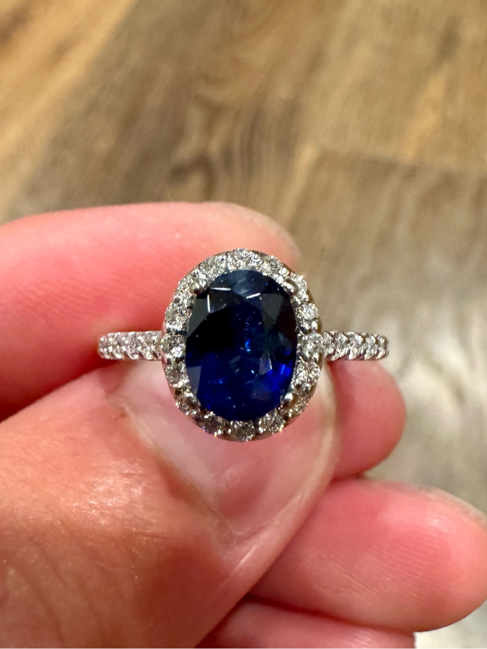 RITANI 14K White Gold Sapphire Diamond Engagement Ring